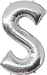 Silver Letter "S" Shaped Mylar Super Balloon 34 Inch